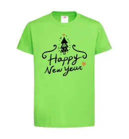 Детская футболка HAPPY NEW YEAR Christmas tree Лаймовый фото