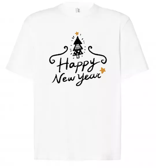 Футболка Оверсайз HAPPY NEW YEAR Christmas tree Белый фото