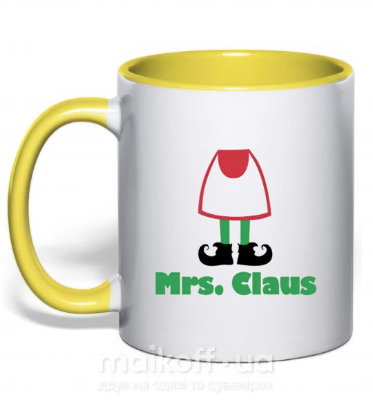 Чашка с цветной ручкой Mrs. Claus Солнечно желтый фото