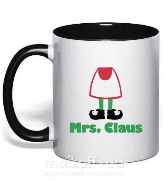 Чашка з кольоровою ручкою Mrs. Claus Чорний фото