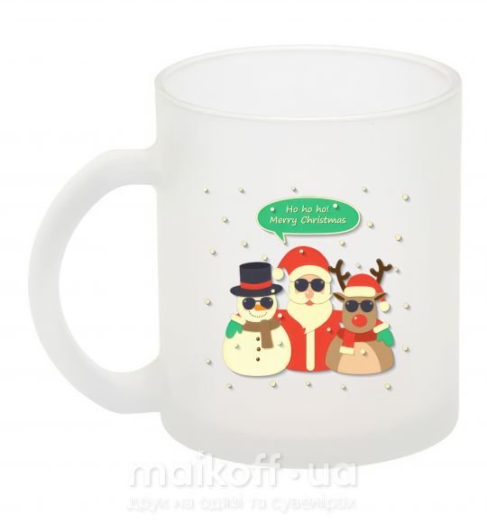 Чашка стеклянная Deer snowman and santa Фроузен фото