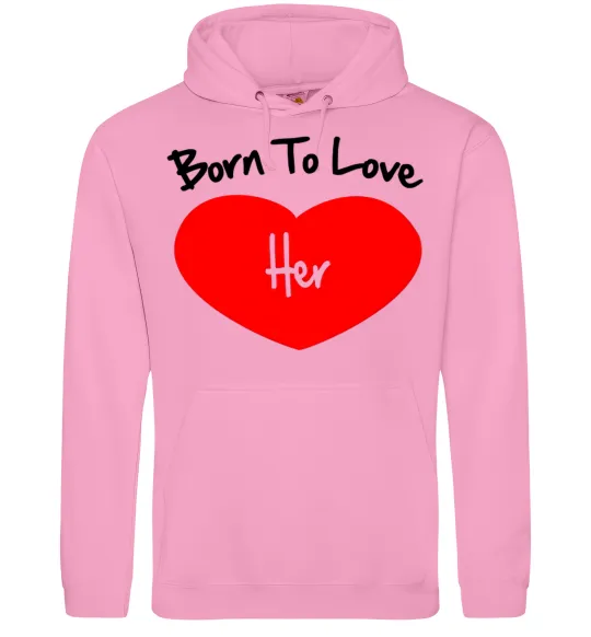 Чоловіча толстовка (худі) Born to love her with heart Рожевий фото
