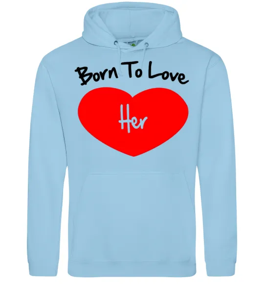 Чоловіча толстовка (худі) Born to love her with heart Блакитний фото
