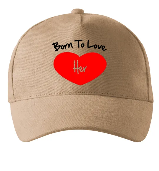 Кепка Born to love her with heart Песочный фото