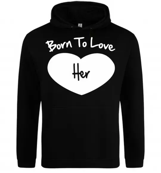 Мужская толстовка (худи) Born to love her with heart Черный фото