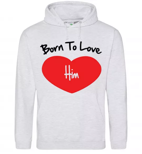 Жіноча толстовка (худі) Born to love him Сірий меланж фото