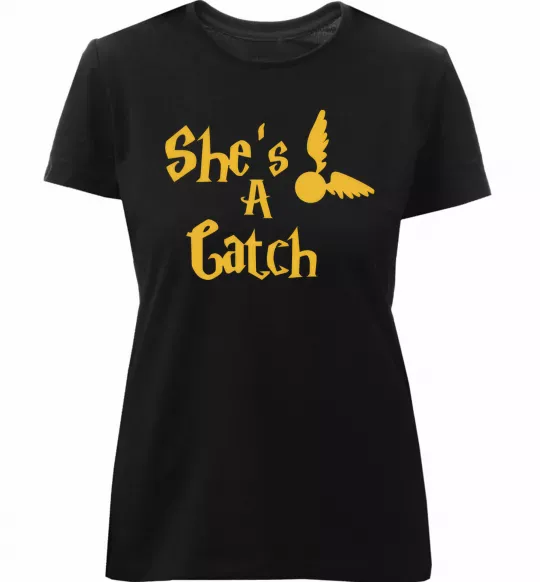 Женская премиум футболка Catch Черный фото