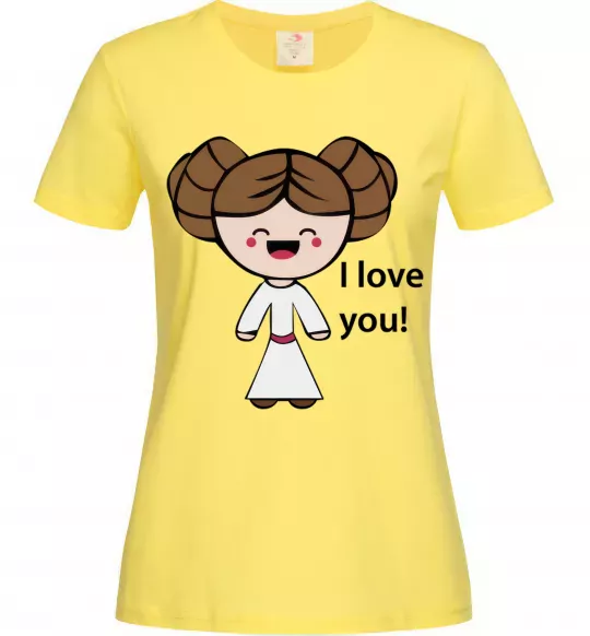 Женская футболка I love you Принцесса Лея Лимонный фото