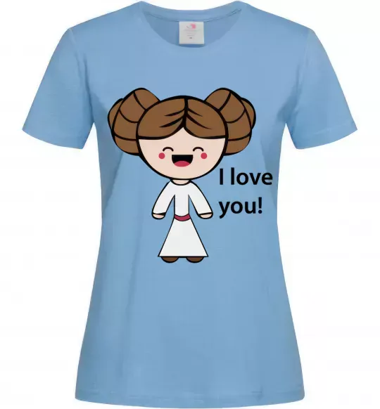 Женская футболка I love you Принцесса Лея Голубой фото