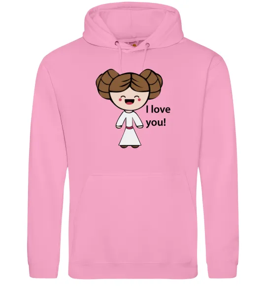Женская толстовка (худи) I love you Принцесса Лея Розовый фото