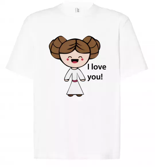 Футболка Оверсайз I love you Принцесса Лея Белый фото