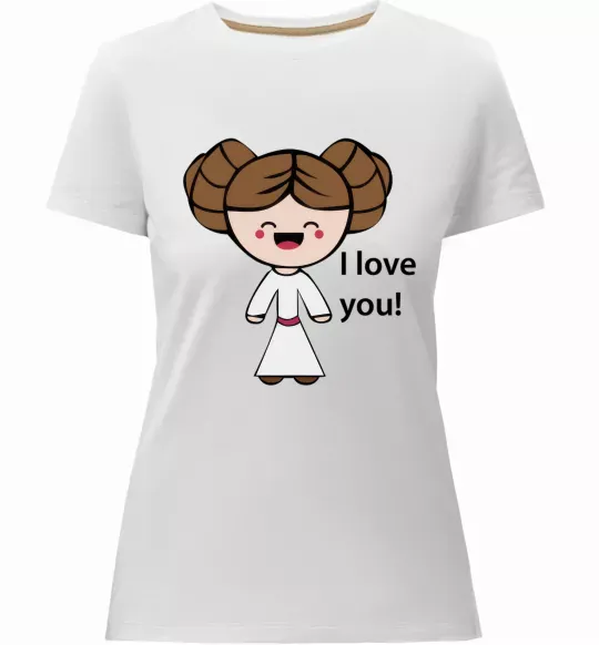 Жіноча преміум футболка I love you Принцесса Лея Білий фото