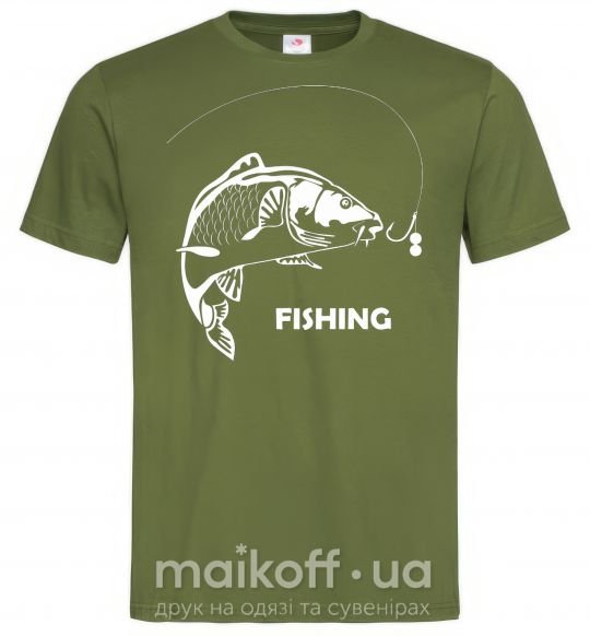 Мужская футболка FISHING Оливковый фото