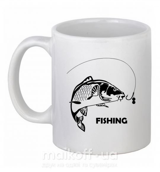 Чашка керамічна FISHING Білий фото