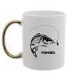 Чашка з кольоровою ручкою FISHING Золото фото