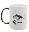 Чашка з кольоровою ручкою FISHING Срібло фото