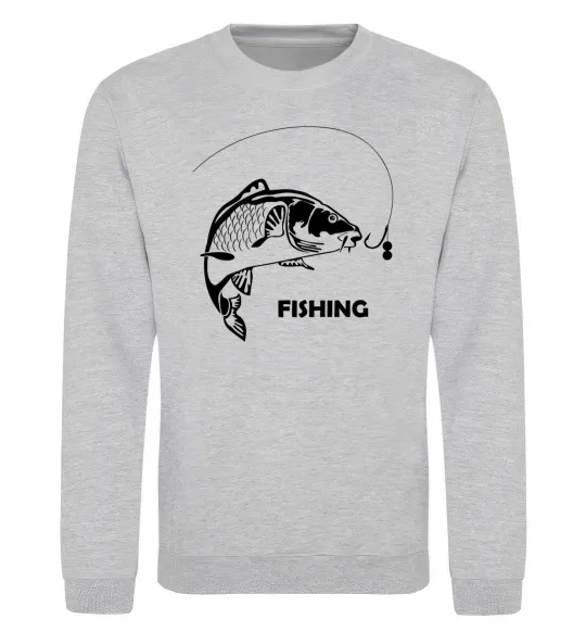Свитшот FISHING Серый меланж фото