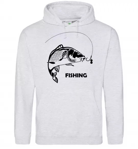 Чоловіча толстовка (худі) FISHING Сірий меланж фото