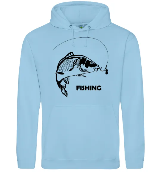 Мужская толстовка (худи) FISHING Голубой фото