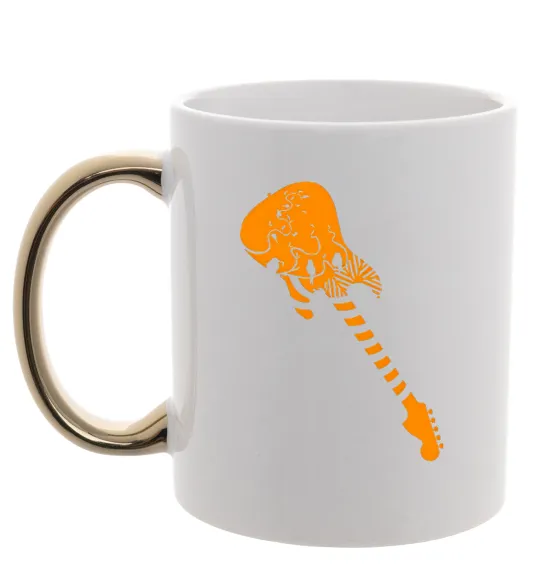 Чашка з кольоровою ручкою Гітара Золото фото