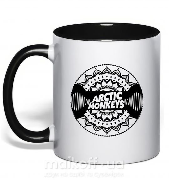 Чашка з кольоровою ручкою Arctic monkeys Logo Чорний фото