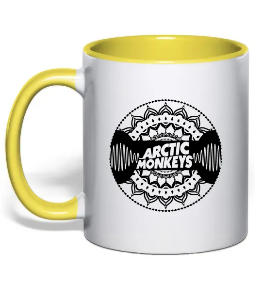 Чашка з кольоровою ручкою Arctic monkeys Logo Лимонний фото
