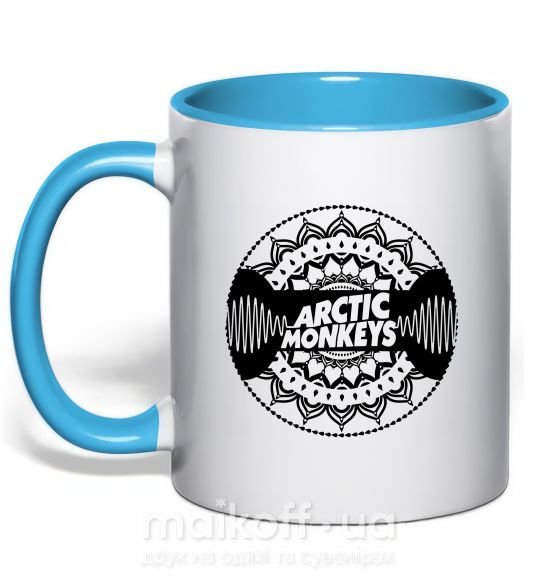 Чашка с цветной ручкой Arctic monkeys Logo Голубой фото