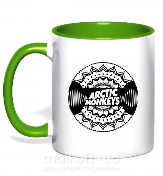 Чашка з кольоровою ручкою Arctic monkeys Logo Зелений фото