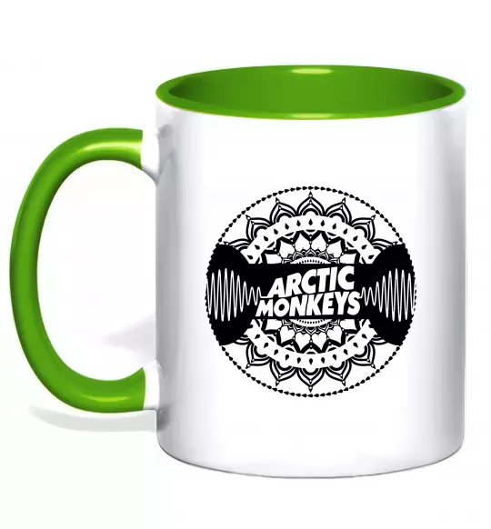 Чашка з кольоровою ручкою Arctic monkeys Logo Зелений фото