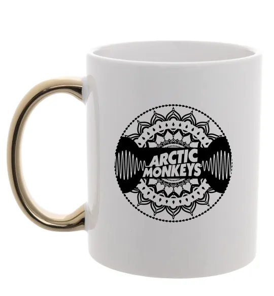 Чашка з кольоровою ручкою Arctic monkeys Logo Золото фото