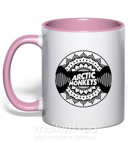 Чашка с цветной ручкой Arctic monkeys Logo Нежно розовый фото