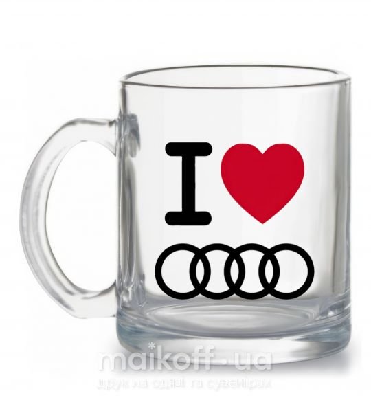 Чашка скляна I love audi Logo Прозорий фото