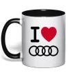 Чашка з кольоровою ручкою I love audi Logo Чорний Чашка з кольоровою ручкою I love audi Logo Чорний фото
