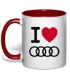 Чашка з кольоровою ручкою I love audi Logo Червоний Чашка з кольоровою ручкою I love audi Logo Червоний фото