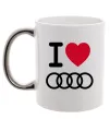 Чашка з кольоровою ручкою I love audi Logo Срібло Чашка з кольоровою ручкою I love audi Logo Срібло фото