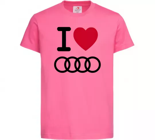 Детская футболка I love audi Logo Ярко-розовый фото