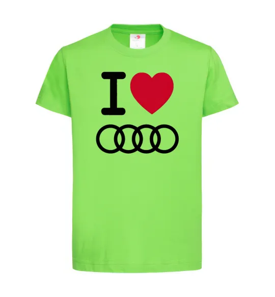 Дитяча футболка I love audi Logo Лаймовий фото