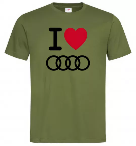 Чоловіча футболка I love audi Logo Оливковий фото