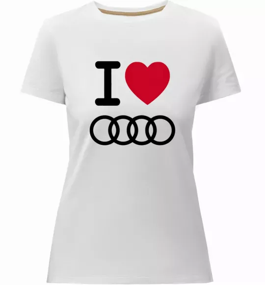 Жіноча преміум футболка I love audi Logo Білий фото