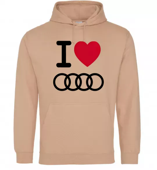 Чоловіча толстовка (худі) I love audi Logo Пісочний фото