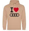 Чоловіча толстовка (худі) I love audi Logo Пісочний фото