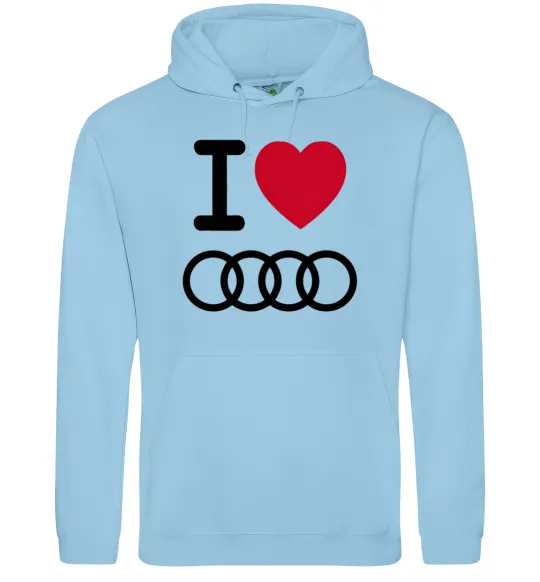 Мужская толстовка (худи) I love audi Logo Голубой фото