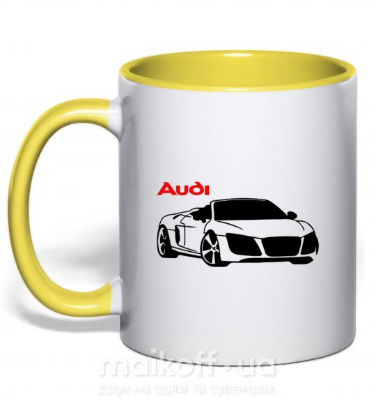 Чашка с цветной ручкой Audi car and logo Солнечно желтый фото