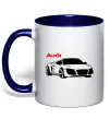 Чашка з кольоровою ручкою Audi car and logo Глибокий темно-синій фото