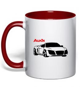 Чашка з кольоровою ручкою Audi car and logo