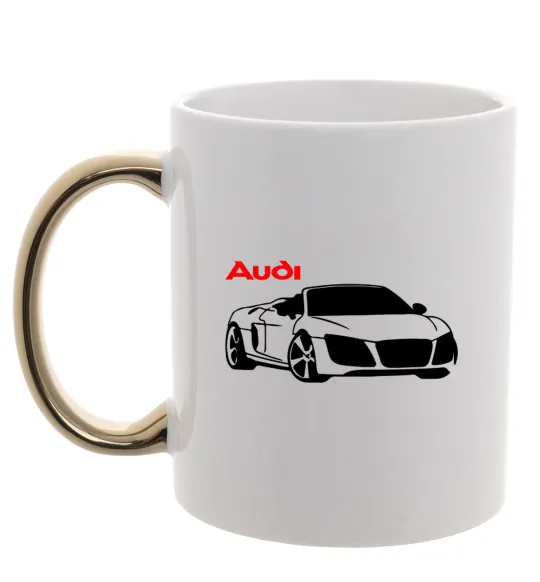 Чашка з кольоровою ручкою Audi car and logo Золото фото