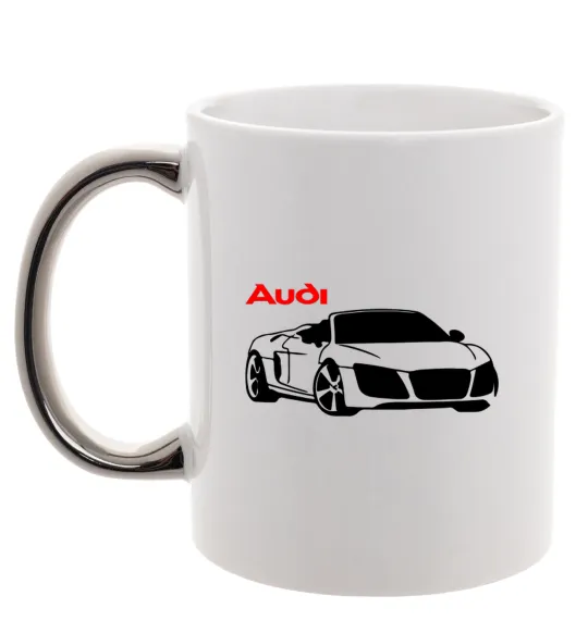 Чашка з кольоровою ручкою Audi car and logo Срібло фото