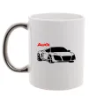 Чашка з кольоровою ручкою Audi car and logo Срібло фото