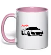 Чашка з кольоровою ручкою Audi car and logo Ніжно рожевий фото