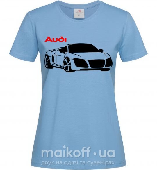Женская футболка Audi car and logo Голубой фото